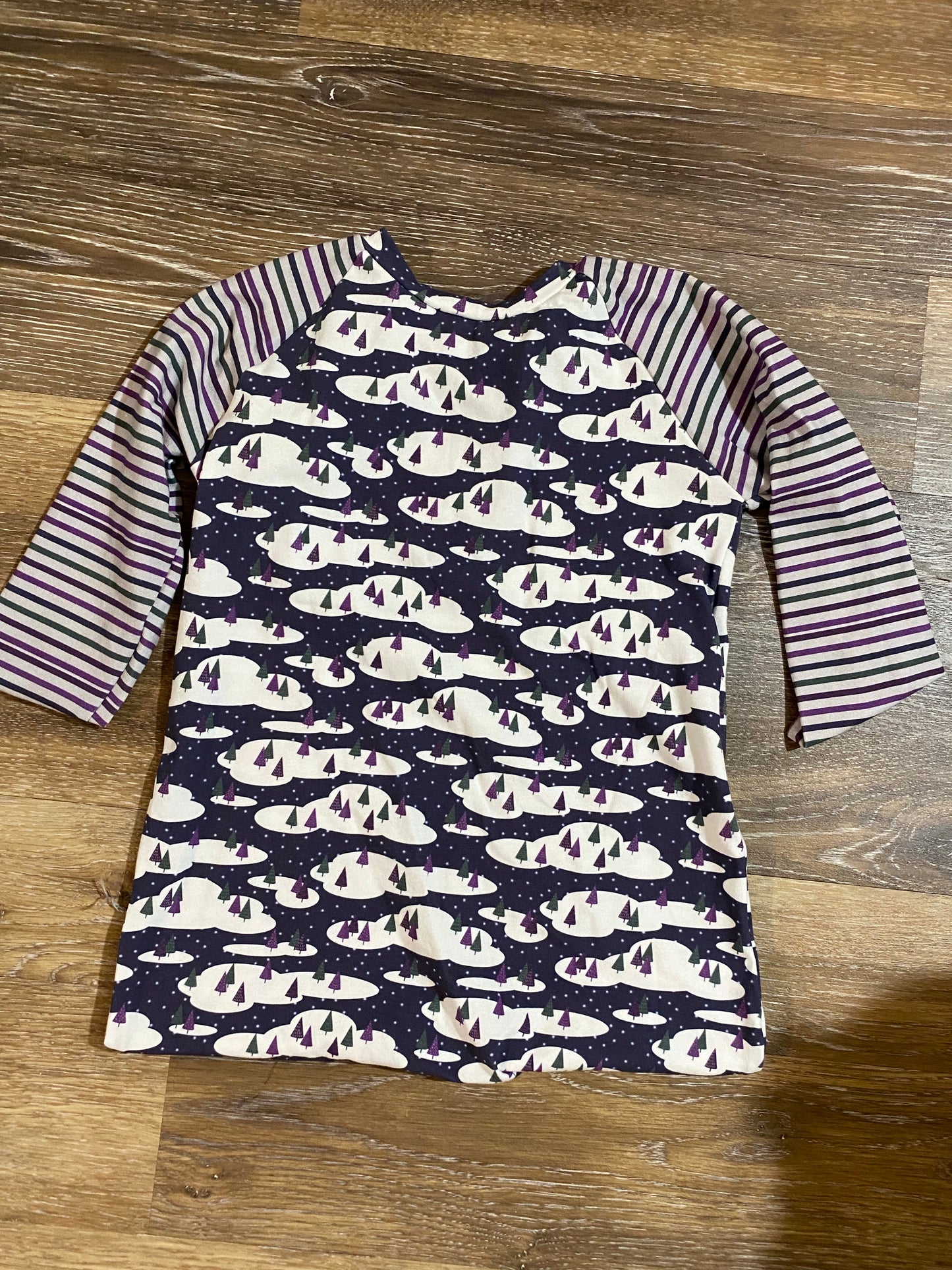 Holiday purple Tree Raglan tunic size 6