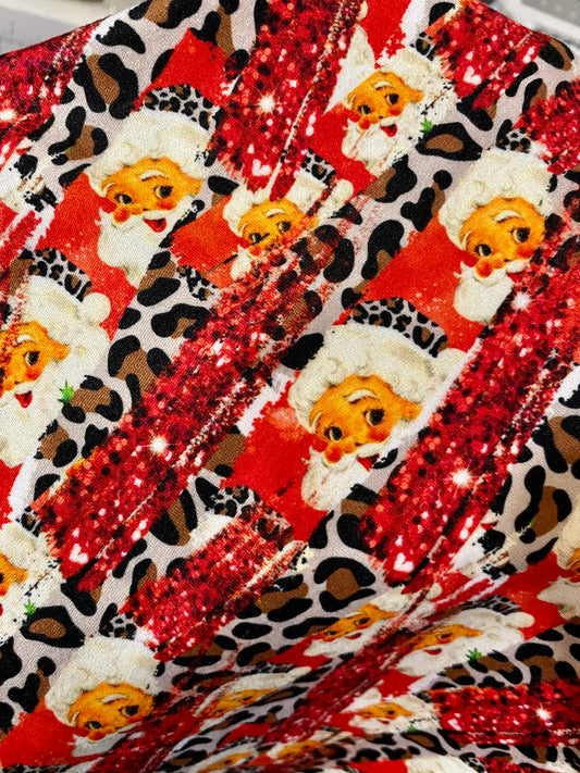 Holiday Leopard Santa Brush Stroke Twirl