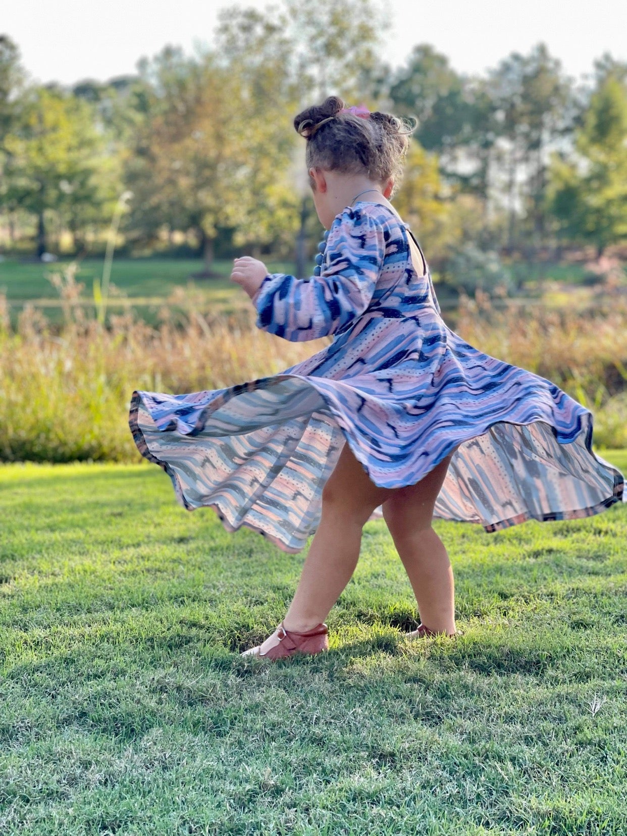 Holiday Winter Brush Stroke Twirl Dress