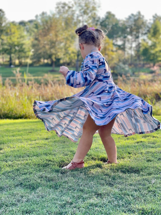 Holiday Winter Brush Stroke Twirl Dress